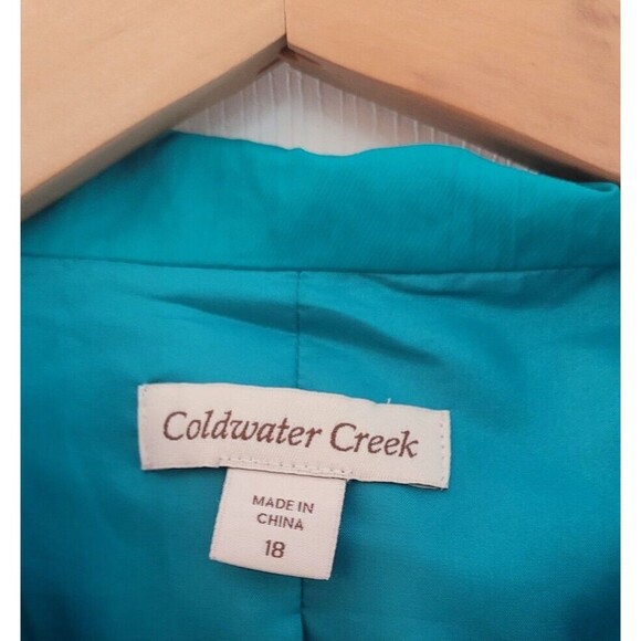 Cold Water Creek Woman’s Size 18 Teal Zip Windbreaker Light Jacket 3/4 Sleeve - Picture 5 of 6